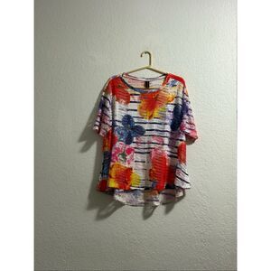 Sacred Threads Womens one size Patchwork Blouse Top Boho Hippie Floral Colorful